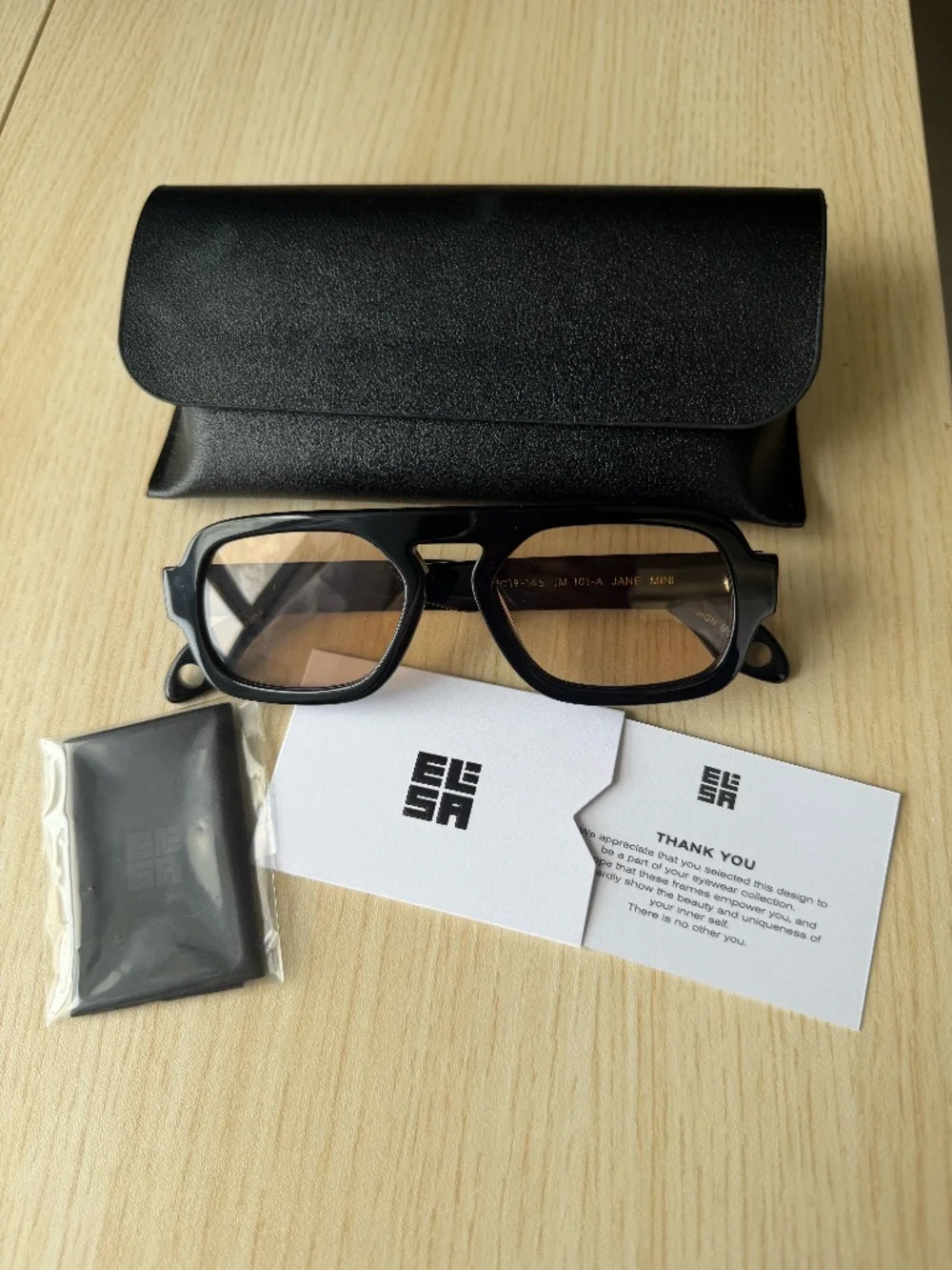 Elisa Johnson Jane Mini in Gloss Black Lens Sunglasses w/ Case